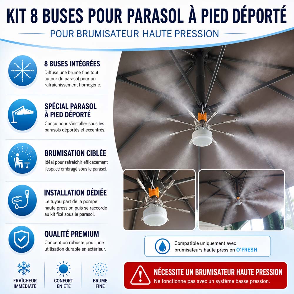 o-fresh-kit-8-buses-haute-pression-parasol-pied-deporte Kit 8 buses avec lampe pour parasol déporté – Image 1