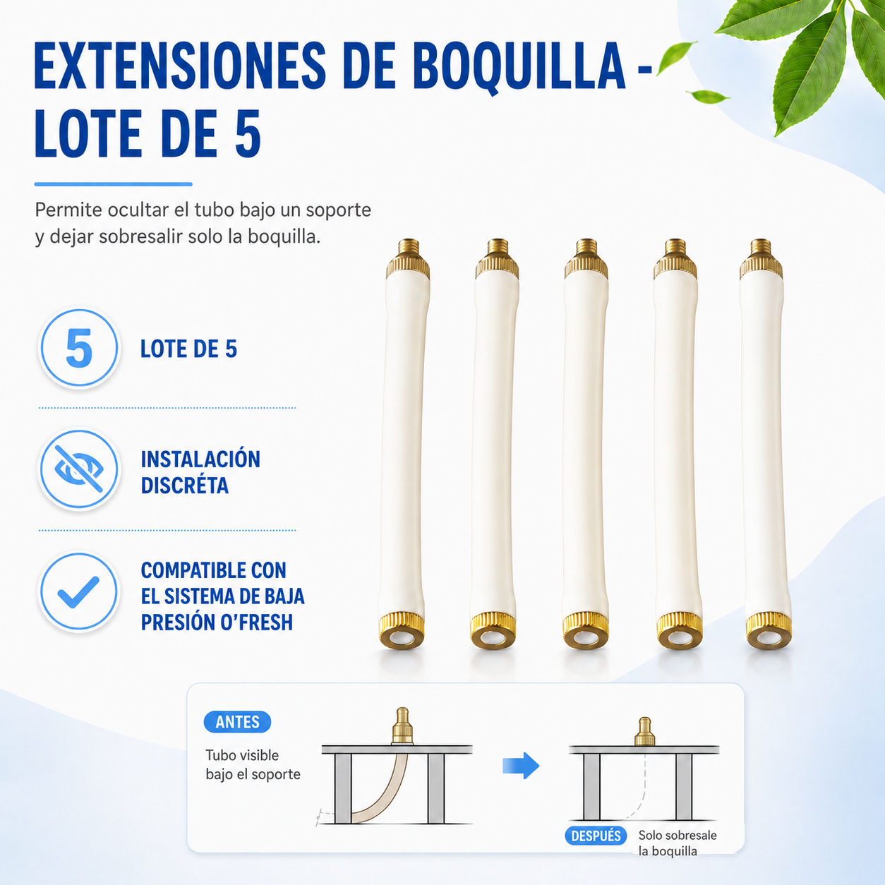 o-fresh-extensions-de-buses-lot-de-5 Juego de 5 boquillas ajustables para sistema de nebulización - Imagen 1