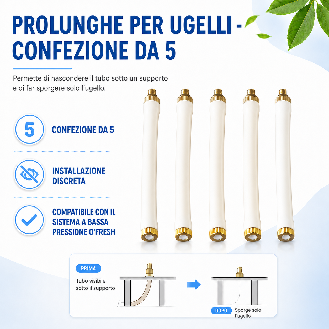 o-fresh-extensions-de-buses-lot-de-5 Set di 5 ugelli regolabili per il sistema di nebulizzazione - immagine 1