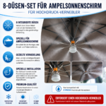 Set mit 8 Düsen und Lampe für entfernte Sonnenschirme