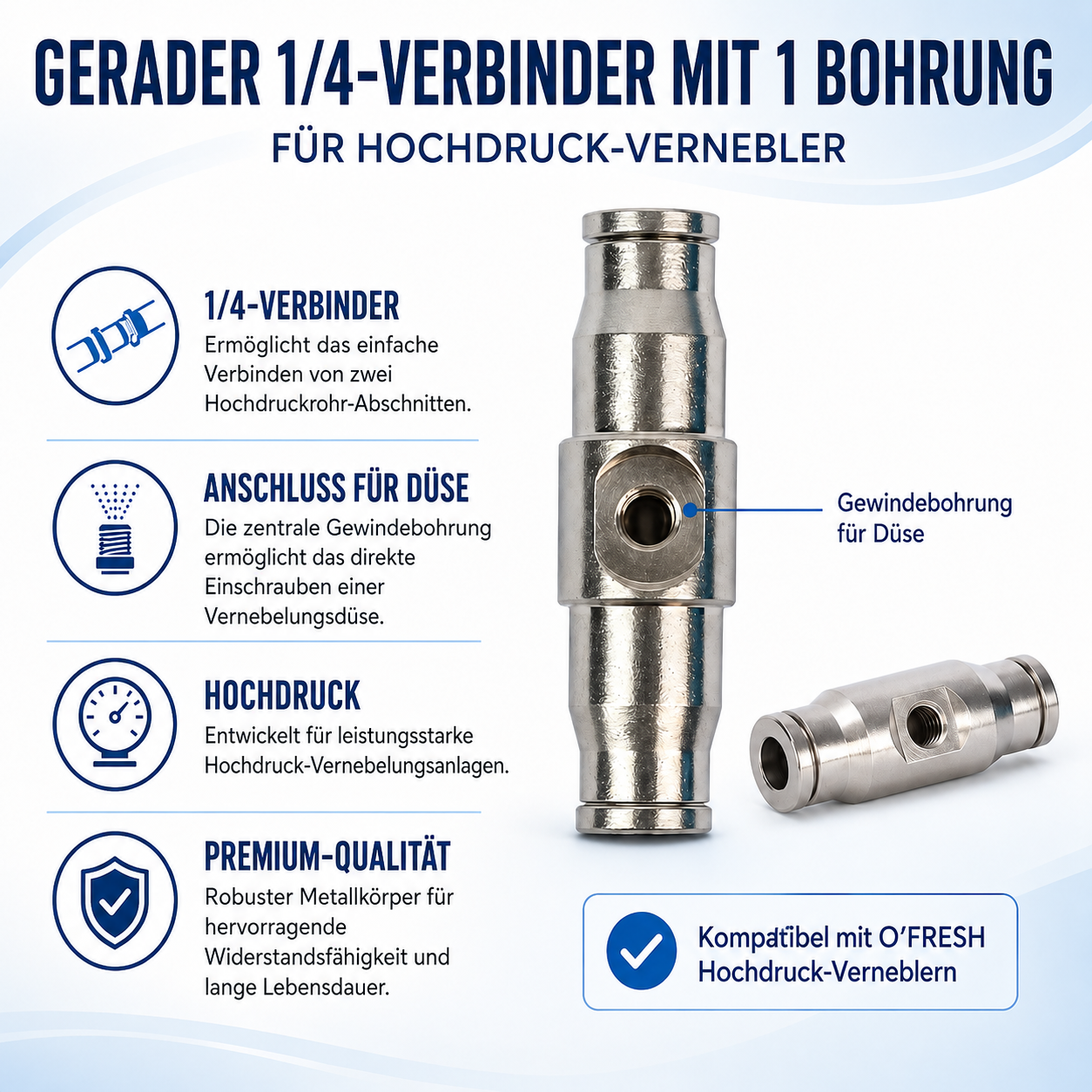 o-fresh-raccord-droit-1-4-avec-trou-brumisateur-haute-pression Gerade Verbindung 1/4 mit Loch x1 – Bild 1