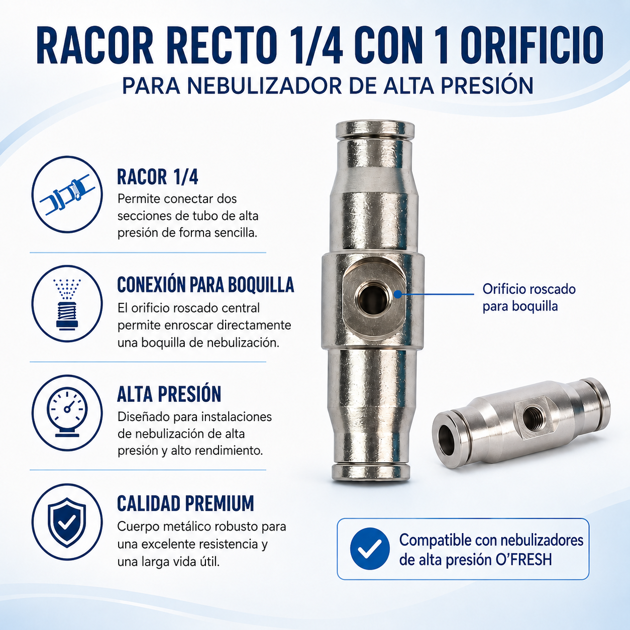 o-fresh-raccord-droit-1-4-avec-trou-brumisateur-haute-pression Recto 1/4 con agujero x1 - Imagen 1