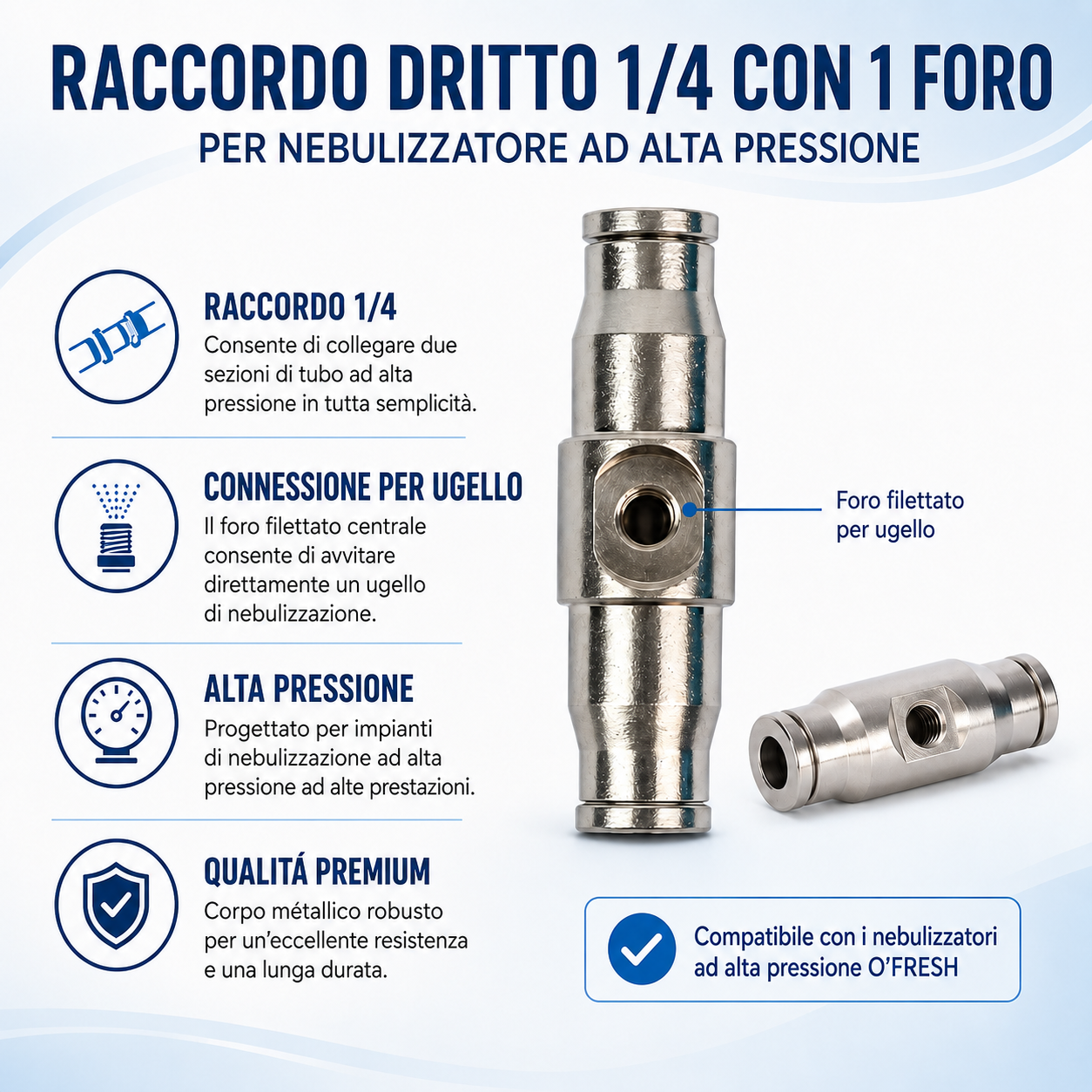 o-fresh-raccord-droit-1-4-avec-trou-brumisateur-haute-pression Dritto 1/4 con foro x1 - immagine 1