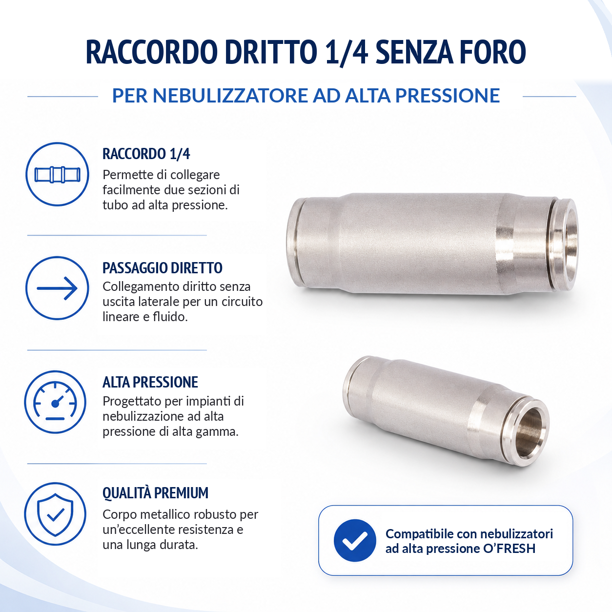 o-fresh-raccord-droit-1-4-sans-trou-brumisateur-haute-pression Connettore dritto 1/4 senza foro x1 - immagine 1