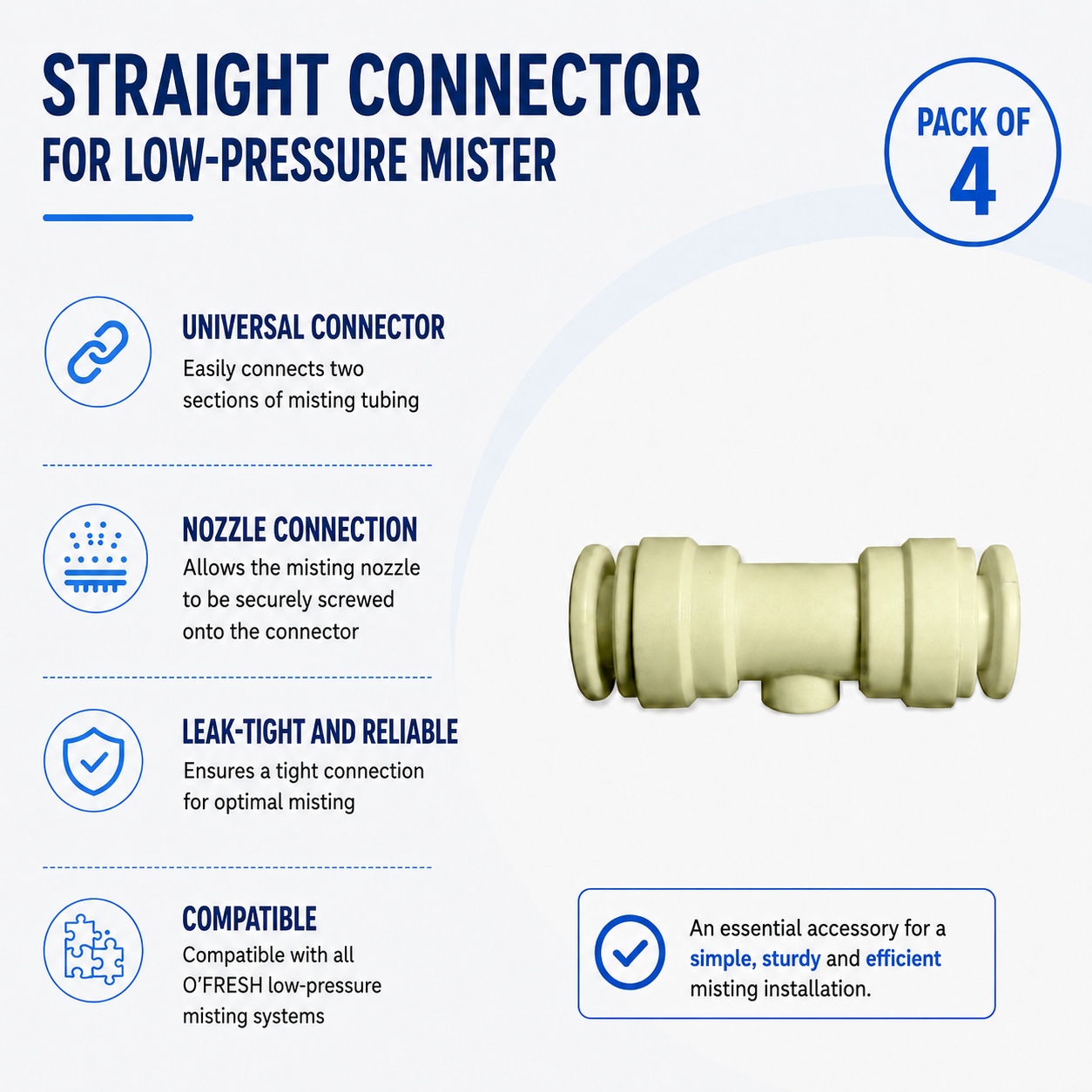 o-fresh-raccord-droit-brumisateur-basse-pression Straight fittings x4 - Image 1
