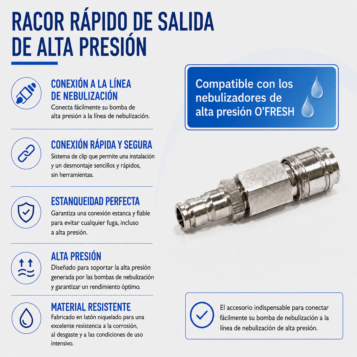 o-fresh-raccord-rapide-entree-haute-pression Conector rápido de salida HP - Imagen 1