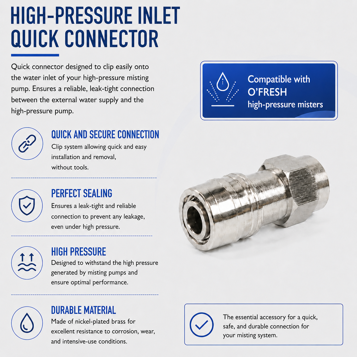 o-fresh-raccord-rapide-sortie-haute-pression HP inlet quick connector - Image 1
