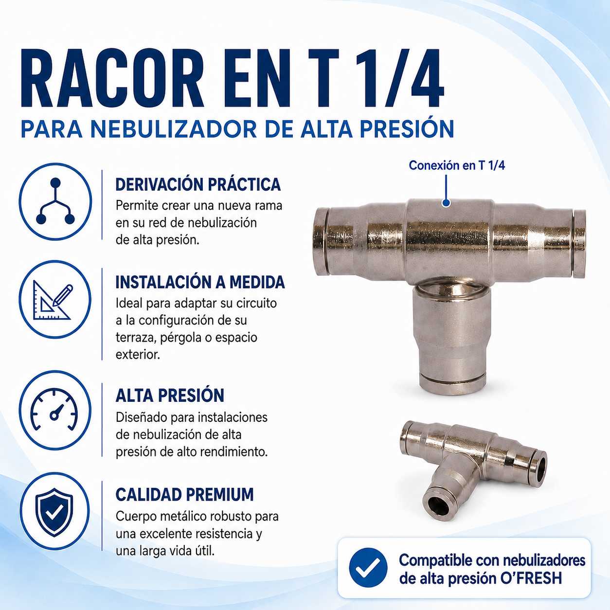 o-fresh-raccord-t-1-4-brumisateur-haute-pression Racor en T 1/4 x 1 - Imagen 1