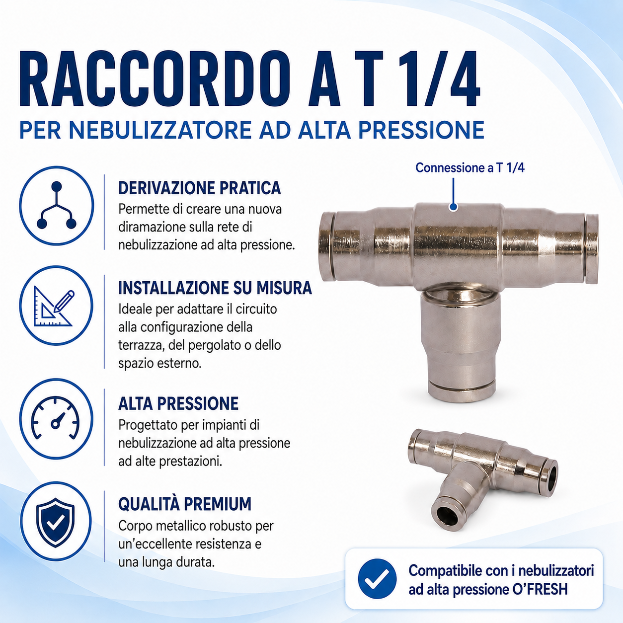 o-fresh-raccord-t-1-4-brumisateur-haute-pression Raccordo a T 1/4 x 1 - immagine 1