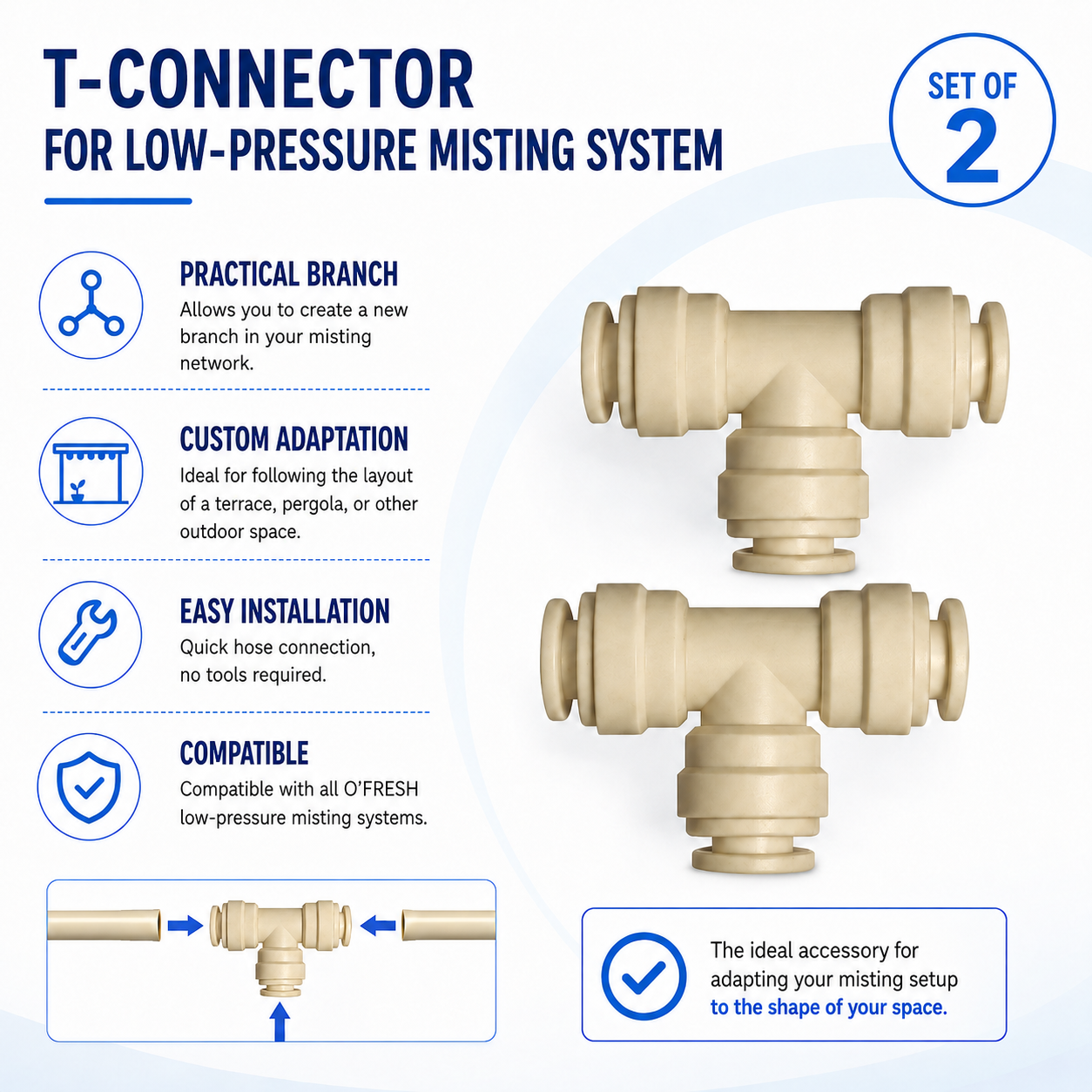 o-fresh-raccord-t-brumisateur-basse-pression T-connectors x2 - Image 1